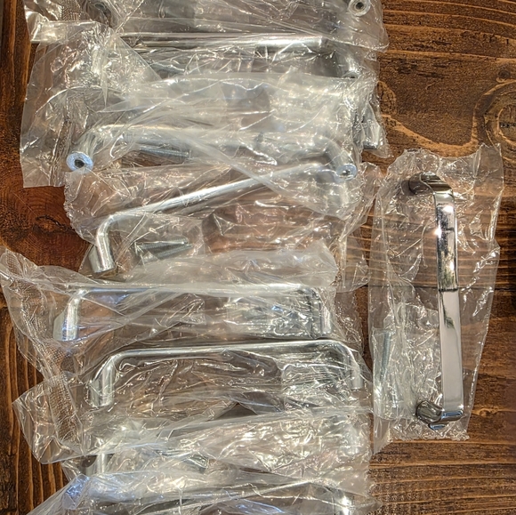 Lot Of 13 Silver Chrome Cabinet Handles Or Drawer Pulls Hardware is included 5" - Picture 4 of 4